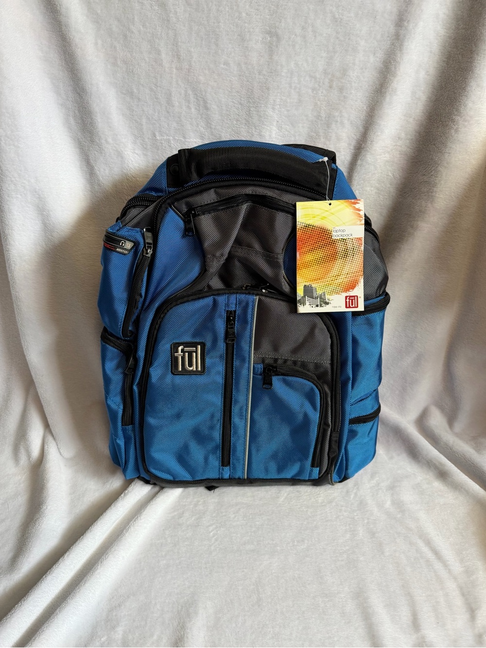 FŪL Laptop Backpack Blue & Black Multi-Pocket Computer School Travel Bag NWT